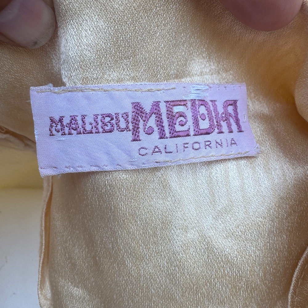 Antique Malibu Cream Satin Fabric Wrap dress or nightgown - Picture 6 of 6